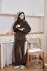 Novos Pijamas de Veludo Coral Outono e Inverno para Mulheres, Roupa de Casa com Forro de Lã, Casual e Pode Ser Usada Fora, Conjunto de Zíper Espesso de Inverno