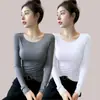 Camiseta base negra cuello redondo fina de modal para mujer nueva llegada Top Ankara rojo otoño manga larga camiseta primavera y otoño