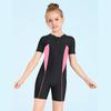 Traje de baño para niños, niñas, con almohadilla para el pecho, traje de baño deportivo de una pieza para niños grandes, resistente al sol, de secado rápido, traje de baño para estudiantes