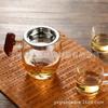 Copa de justicia de vidrio resistente al calor, copa de justicia de flor de ciruelo dorada, copa masculina lateral con mango de madera, copa de justicia engrosada, juego de té kung fu, taza de té dorada y plateada, flor