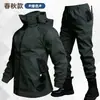 Ropa de trabajo estilo militar para primavera y otoño, corte holgado, multibolsillos, ropa protectora duradera, chaqueta para hombre talla grande, ropa de trabajo