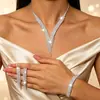 Joyería de Moda Transfronteriza Europea y Americana, Hermoso Collar Brillante de Diamantes Completos de Alta Gama, Lujo Accesible y Exquisito Conjunto de Collares con Borlas
