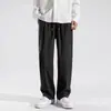 Calças casuais largas no atacado para homens, calças versáteis da moda estilo coreano, calças de verão finas com caimento amplo e perna larga até o chão