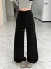 Outono 2026 Novo Estilo Calça de Tricô Wide-Leg Cintura Alta Emagrecedor Caimento Versátil Calça Longa Pessoa Alta Comprimento no Chão Calça Casual Feminina