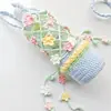 Linda Funda de Ganchillo Hecha a Mano para Taza de Agua con Correa Larga para Uso Portátil, Adecuada para Termos y Vasos de Vidrio