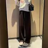 ¡Tela premium! Pantalones rectos de pierna ancha para mujer, mezcla de lana y cachemira, forro polar, gruesos, cintura elástica, tejido de punto fluido, para otoño e invierno