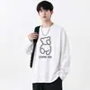 Camiseta de Manga Larga para Hombre de Marca de Moda Otoño Nuevo Estilo Holgada Casual Versátil Suéter Superior Camiseta para Hombre LOGOTIPO Personalizable