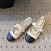 Versión de Piel de Oveja~2026 Zapatos Planos de Tira Única con Lazo Estilo Chanel para Mujer, Zapatos Planos Mary Jane de Cuero Retro Francés para Mujer