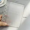 Carpeta transparente esmerilada estilo INS PPA7/6 agujeros, álbum de almacenamiento mini portátil con bolsillos laterales, cubierta de cuaderno con correa