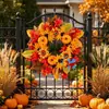 Corona de hortensias artificiales estilo europeo y americano para decoración de puerta de otoño, Acción de Gracias, decoración del hogar, corona de vid para colgar en la pared para fiestas navideñas