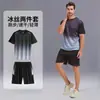 Traje Deportivo para Hombre al por Mayor Verano Transpirable Running Seda de Hielo Secado Rápido Camiseta de Manga Corta Transpirable Entrenamiento Fitness Absorbente de Sudor