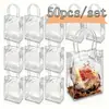 Em estoque Bolsa Transparente Transfronteiriça Plástico PVC Saco de Embalagem para Milk Tea Popular na Internet Presente de Acompanhamento Bolsa de Presente para Embalagem Manual
