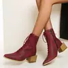 Zapatos de Comercio Exterior para Mujer 2020 Nuevos con Cordones Caña Corta Botines Suela Gruesa Tacón Medio Zapatos Amazon AliExpress wish Zapatos de Comercio Exterior