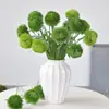 Nuevo Clavel Artificial Transfronterizo Clavel Verde Planta Verde de Gran Venta Bola de Espinas Goma de Tacto Suave Accesorio de Fotografía Decoración de Pompones Verdes