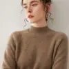 Suéter Base de Punto de Doble Hilo Siete Puntos Suave de Cachemira de Cien Colores Cuello Medio Alto Mariposa Básico Versátil Top Adelgazante