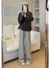 [Chanlan] Nueva Colección de Otoño: Pantalones de pierna ancha, estilo casual, con forro polar, fluidos para mujer, versátiles para el trabajo y el uso diario, pierna recta, corte holgado