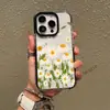 Capa de Celular Fresh Daisy Flower Apple 17 Espessa 2 em 1 Furo Grande Moldura Preta Capa Protetora Floral de Primavera para Meninas