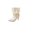 Novedad Otoño/Invierno 2026 Tacones de Aguja Puntiagudos Elegantes Adelgazantes Moda Francesa Sexy Hermosos Botines Cortos de Celebridad de Internet