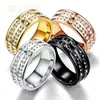 Anillo de titanio y acero para comercio exterior europeo y americano con diamantes completos y fila doble de diamantes, nuevo anillo popular, directo del fabricante, exclusivamente para comercio transfronterizo