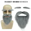 Barba Falsa Disfraz Halloween Divertida Realista Accesorios Suministros para Fiestas Bigote Gris-Blanco