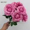 Buquê de Rosas Artificiais com 9 Pétalas, Decoração de Casamento, Flores Artificiais para Arranjo de Sala de Estar, Material para Arranjo de Flores, Várias Cores Disponíveis
