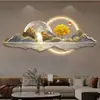 Pintura Decorativa para Sala de Estar Pintura Colgante de Pared para Fondo de Sofá Nuevo Chinoiserie Respaldo Lámpara LED de Paisaje de Lujo de Gama Alta Pintura