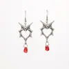 Aretes Góticos de Murciélago en Forma de Corazón para Mujer, Pendientes Colgantes Retro Punk con Cristales Negros y Rojos, Joyería de Comercio Exterior Transfronterizo