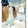 Estanterías para Tiendas de Ropa, Exhibidores para Tiendas de Ropa de Mujer, Percheros de Pie de Acero Inoxidable, Percheros de Exhibición Simples Removibles con Ruedas