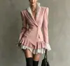 Vestido Blazer Elegante de Nuevo Estilo Europeo y Americano para Viajes de Negocios 2026 con Retazos Únicos y Bloques de Color Vestido de Manga Larga para Mujer, Hecho a Medida
