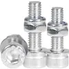 Tornillos de Acero Inoxidable 304 de Cabeza Cilíndrica con Enchufe Hexagonal Juego de Tuercas Antiaflojamiento Combinación de Perno con Arandela Plana de Cabeza Cóncava M3M4M5