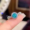 Produto de sucesso em live-streaming: Anel Octogonal Rosa Paraíba Corte Milênio para mulheres, Anel Rainha Estelar Meia Parede dos Rios de luxo leve