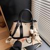 Bolsa de Lona de Gran Capacidad para Mujer, Versátil de Verano 2026, Nueva Bolso Cruzado Casual, Bolso Cubo de Bloques de Color de Moda