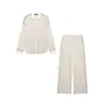 Atacado Outono 2026 Novo Conjunto de Roupa Feminina Estilo Europeu e Americano com Camisa Listrada Color Block e Calça 26504