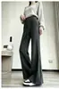 Pantalones de Tela de Arroz Pegajoso Micro Acampanados para Mujer Otoño Invierno Nuevos de Cintura Alta Adelgazantes Pantalones de Pierna Ancha de Arroz Pegajoso Sensación de Alta Gama Pantalones Rectos Acampanados con Cordón