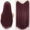 Peluca para Mujer con Cabello Largo, Peluca de Una Pieza sin Costuras en Forma de V para Mujer con Cabello Largo y Lacio, Extensiones de Cabello Invisibles y Voluminosas