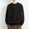 Moletom casual de fleece para homens, novo estilo de inverno, preto, branco e cinza, corte solto, gola redonda, manga longa, top esportivo, agasalho