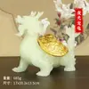 Ornamentos de Tartaruga Dragão de Jade Branco Luminoso Escultura em Pedra Tartaruga Dragão para Atrair Riqueza e Casa Jade Xuanwu Nove Dragões Sala de Estar Decorações para Casa