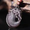 Obsidiana Arcoíris de Hielo Natural Colgante de Doble Cara de Arowana Tallado Arowana Jugando con Cuentas Colgante para Hombres y Mujeres Venta al por Mayor