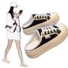 Meias Pantufa Baotou para Mulheres Nova Moda Outono 2025 Sola Plataforma Versátil Sola Grossa Sem Salto Sapatos Brancos para Mulheres Tênis