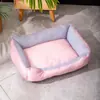 Nido Cuadrado Rayado para Mascotas Cuatro Estaciones Abierto Suministros para Mascotas Cama para Perro Cama para Gato Respaldo Alto Cojín de Algodón Sofá Cama Nido para Gato