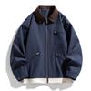 Jaqueta Jianheng Transfronteiriça Color-Blocking Lavada com Lapela Masculina Outono Novo Retrô Solta Estilo Americano Casaco de Comute Tendência