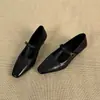 Zapatos Mary Jane de tira en T con punta cuadrada francesa de piel de oveja suave para mujer, tacón grueso, zapatos de un solo color poco profundos, versátiles y elegantes para el trabajo