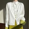 Novo estilo chinês colar contraste cardigan camisa feminina solta estilo nacional tang terno cetim jaqueta terno pequeno terno exterior