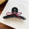 Pinza para el pelo de lana tejida Retro Ancla Lazo Rojo Pinza de tiburón Accesorios para el cabello para mujeres en la parte posterior de la cabeza Otoño e Invierno
