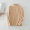 Top de Algodón Lycra Otoño e Invierno Cuello Semi-alto para Mujer Suéter de Algodón Grueso Afelpado Cuello Medio Manga Larga Otoño Ropa Interior Térmica