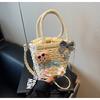 Bolso Tejido Simple de Playa Transfronterizo Bolso de Paja de Moda para Mujer Cesta de Verduras Tejida a Mano Nicho de Celebridad de Internet Bolso Cruzado