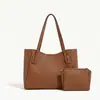 2026 Nuevo Conjunto de Dos Piezas de Color Sólido Clásico Estilo Coreano Bolso de Hombro Individual, Bolso Tote Versátil de Gran Capacidad para Todas las Estaciones