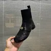 Botas de Moda Trendy Chic Retro Estilo Coreano para Mujer 2026 Moda Otoño Invierno Nuevas Punta Redonda Tacón Bajo Tejido Elástico Botines