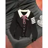 Suéter de punto versátil ajustado estilo coreano para mujeres petite, nuevo top de manga larga estilo universitario para ir al trabajo otoño 2025, moderno