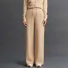 Traje de Cachemira 2026 Otoño/Invierno Nuevo para Mujer Suelto de Cuello Alto Medio Cardigan de Punto con Cremallera Doble Suéter Pantalones Rectos de Pierna Ancha